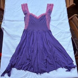 Free People Intimately Pink and Purple Lace Sleep Minidress Small